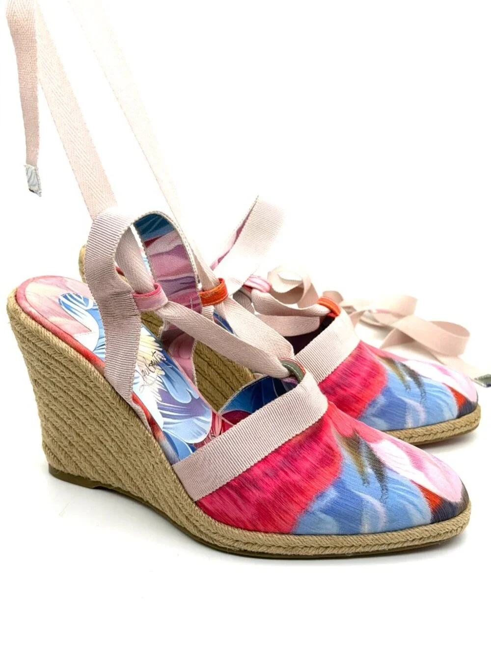 Christian Louboutin TOLEDA FAB 85 Peonies Wedge Heel Espadrille Sandals